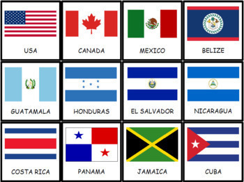 MATCHING MEMORY GAME: The flags, capital cities and countries of NORTH ...