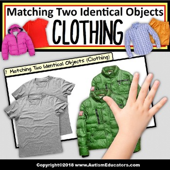 Preview of MATCHING TWO IDENTICAL OBJECTS “Teaching Task Cards” (Clothing) for Autism