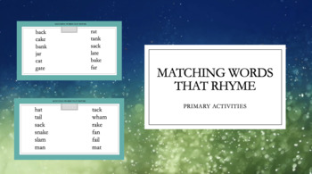 Preview of Matching Words That Rhyme - 10 Pages - Digital and Printable - Primary Activity