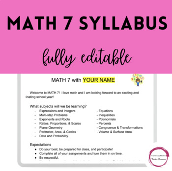 Preview of MATH 7 syllabus (FULLY EDITABLE)