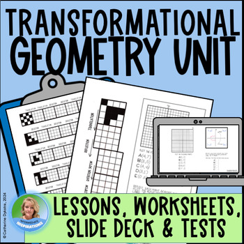 Preview of MATH 7th Grade Geometry Transformations Unit - Lessons, Slides, Worksheets