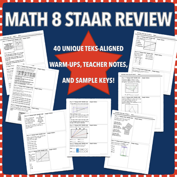 Preview of MATH 8 TEKS STAAR Review Warm-Ups Galore!  Encourage Error Analysis & Reflection