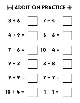 Preview of MATH - Addition Practice Worksheet #3