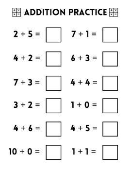 Preview of MATH - Addition Practice Worksheet #2