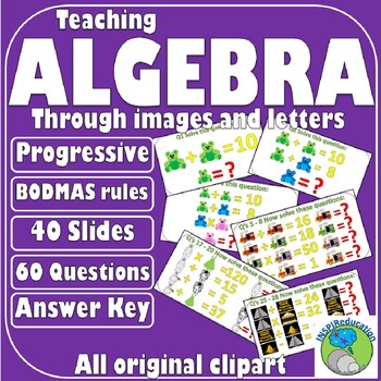 Preview of MATH Algebra: Progressive approach to teaching algebra - from images to letters