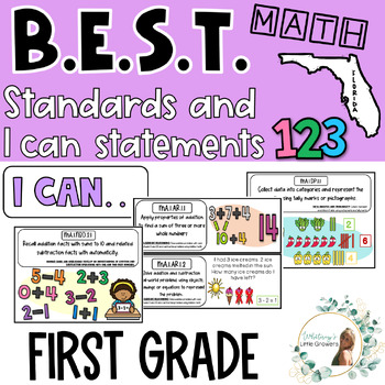 Preview of MATH B.E.S.T. Florida Standards and I CAN statements! First Grade!! with PICS