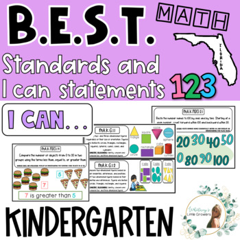 Preview of MATH B.E.S.T. Florida Standards and I CAN statements! KINDERGARTEN!! with PICS