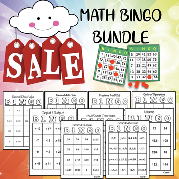 Preview of MATH BINGO BUNDLE: Perfect for 5th grade STAAR review