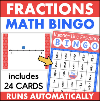 Preview of Identifying Fractions on a Number Line MATH BINGO Game
