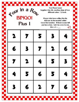 Math Bingo For Two! Plus One Freebie. Centers Or Freetime. Dice And Chips Needed