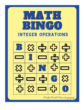 Preview of MATH BINGO_ Integer Operations