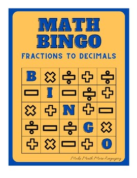 Preview of MATH BINGO_Fraction to Decimal