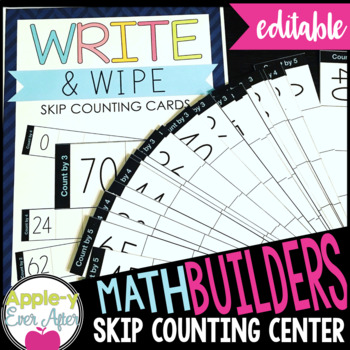 Preview of MATH BUILDERS: Write & Wipe Skip Counting Strips - EDITABLE