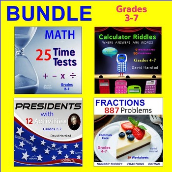 Preview of MATH BUNDLE - Math Facts - Fractions - Graphic Organizers - Calculator Riddles