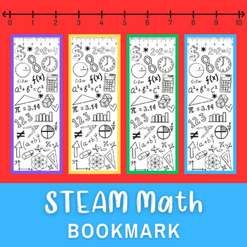 Preview of MATH Bookmark STEAM Doodle| Math Coloring Page Line Art | Bookmarks to Color