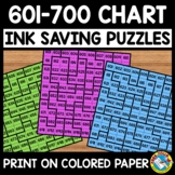 MATH CENTER ACTIVITY NUMBERS 601 TO 700 CHART PUZZLE 2ND G