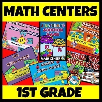 Preview of FIRST GRADE MATH ACTIVITIES ADDITION AND SUBTRACTION TIME 10 1 MORE LESS CENTERS