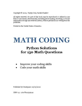 Preview of MATH CODING -Python Solutions for 150 Math Questions