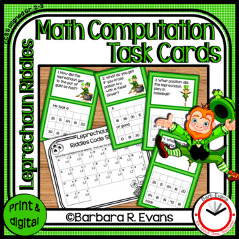 MATH COMPUTATION TASK CARDS: St. Patrick's Day Riddles, Multiplication