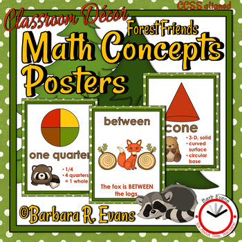 Preview of MATH CONCEPTS POSTERS Math Focus Wall Forest Camping Theme Classroom Decor