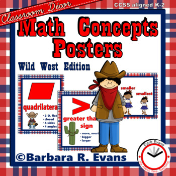 Preview of MATH CONCEPTS POSTERS Math Focus Wall Wild West Theme Classroom Decor
