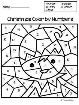 MATH Christmas Color by Numbers Kindergarten AMERICAN SPELLING | TPT