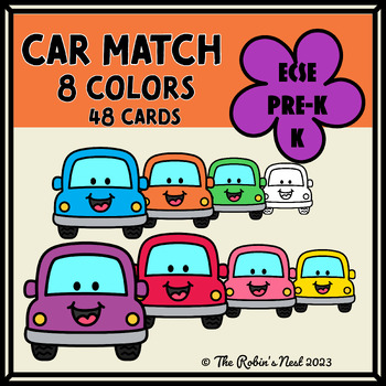 Preview of MATH Color Car Match Game ECSE, Pre-K, Kdg