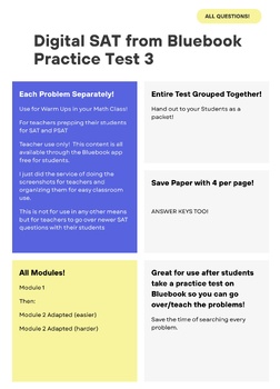 Preview of MATH Digital SAT from Bluebook Entire Practice Test 3 Screenshots