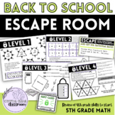 MATH ESCAPE ROOM - 5th Grade - Back to School Beginning of