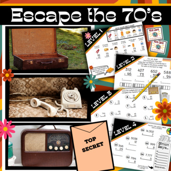 Preview of MATH ESCAPE ROOM [Digital & In-Class] 5th Grade Multiplication - Escape the 70s