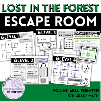 Preview of MATH ESCAPE ROOM: Lost in the Spooky Forest 5th Grade Volume, Area, & Perimeter