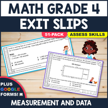 Preview of 4TH GRADE MEASUREMENT & DATA (4.MD): 51 Math Exit Ticket Slips