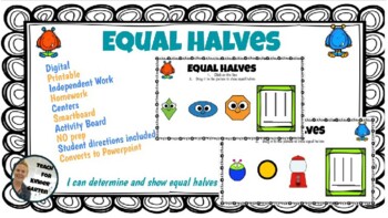 Preview of MATH Equal Halves Digital Printable Activity