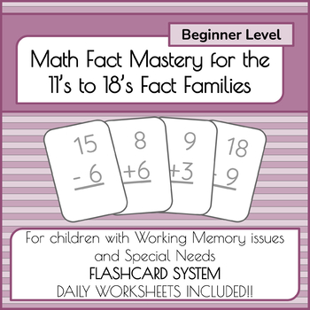 Preview of Full Bundle MATH FACT MASTERY OF ADDITION & SUBTRACTION 11's - 18's