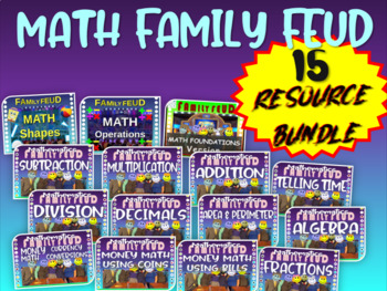 Preview of MATH FAMILY FEUD BUNDLE! (add, subtract, shapes, foundations, geometry & more)