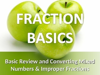 Preview of MATH FRACTIONS Basics Convert Mixed Numbers & Improper Fractions PowerPoint PPT