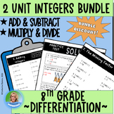 MATH 8th Grade Integers Units - Self Paced, Differentiate,
