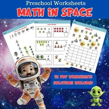 Preview of MATH IN SPACE Math Worksheets for PreK, Preschool, Kindergarten and Homeschool