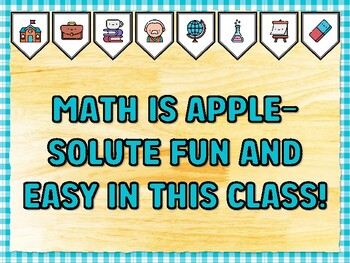 Preview of MATH IS APPLE-SOLUTE FUN AND EASY IN THIS CLASS! Math Bulletin Board Kit & Do