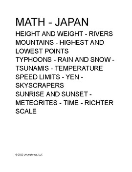 Preview of MATH - JAPAN - INTERNET ACTIVITIES