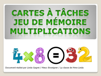 Preview of MATH Jeu de Mémoire Tables de X   Memory Game X