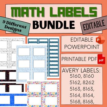 Preview of MATH LABELS BUNDLE School Classroom Tags Avery 5160, 5162, 5163, 5164, 5168