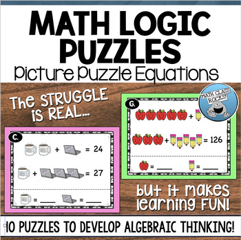 Preview of MATH LOGIC PUZZLES | PICTURE PUZZLE EQUATIONS