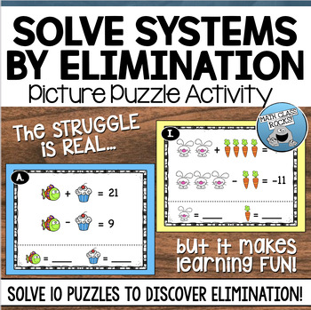 Preview of MATH LOGIC PUZZLES | SOLVE SYSTEMS BY ELIMINATION