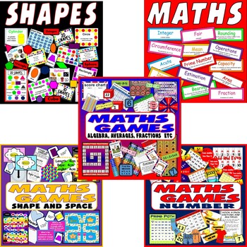 Preview of MATH MATHS GAMES - SHAPES, FRACTIONS, ALGEBRA, NUMBER, DISPLAY