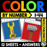 MATH MYSTERY PICTURE COLOR BY NUMBER ACTIVITY CONSTRUCTION