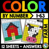 MATH MYSTERY PICTURE COLOR BY NUMBER ACTIVITY FARM COLORIN