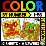 MATH MYSTERY PICTURE COLOR BY NUMBER ACTIVITY MONSTERS COL