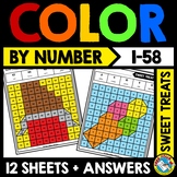 MATH MYSTERY PICTURE COLOR BY NUMBER ACTIVITY SWEET TREATS