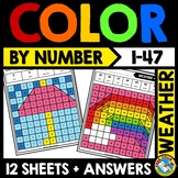MATH MYSTERY PICTURE COLOR BY NUMBER ACTIVITY WEATHER COLO
